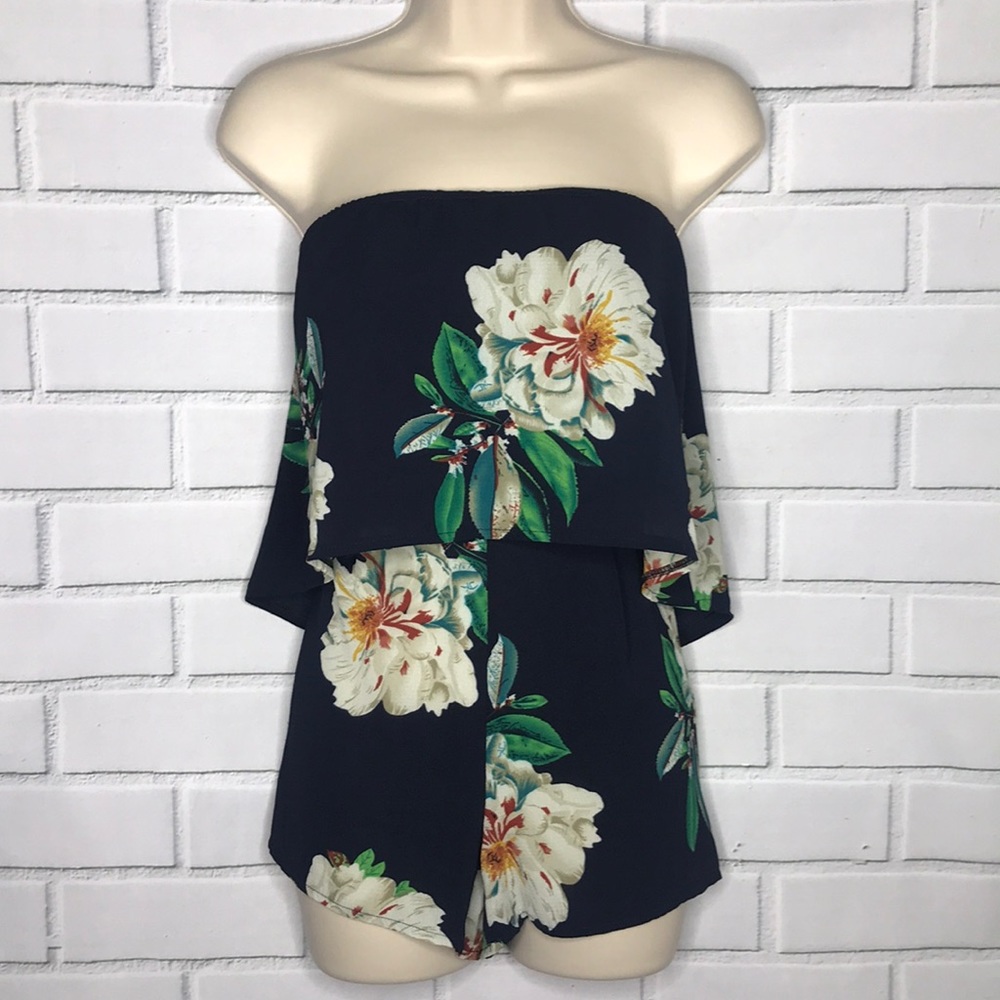 Small navy floral romper